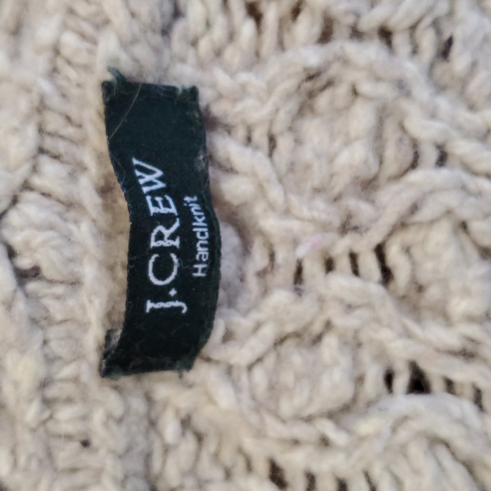 J.crew hand knit ivory cream button  removable fur  hood sweater  size M - Picture 9 of 15